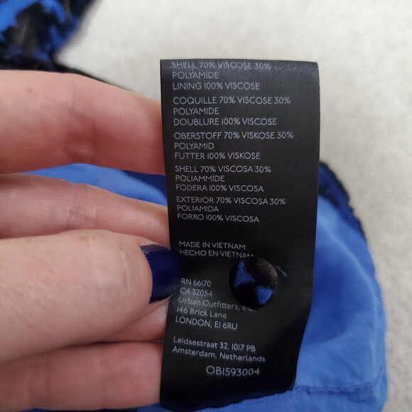 BY ANTHROPOLOGIE Mock-Neck Velvet Mini Dress Open Back Burnout SS Blue Women's 4 - Picture 13 of 16